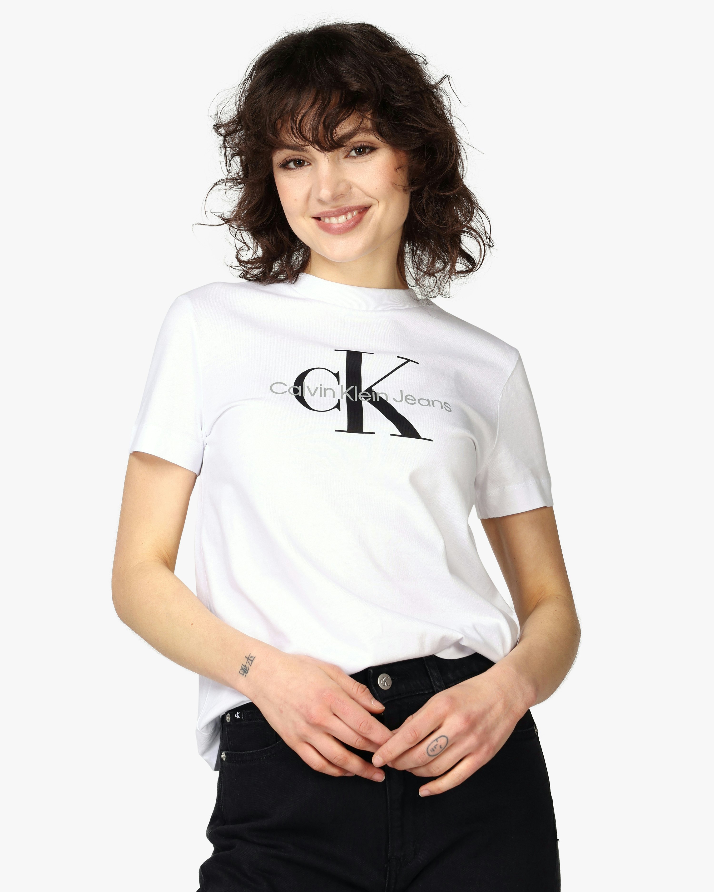 Calvin Klein Jeans Core Monogram Regular White T-Shirt | Women | at  
