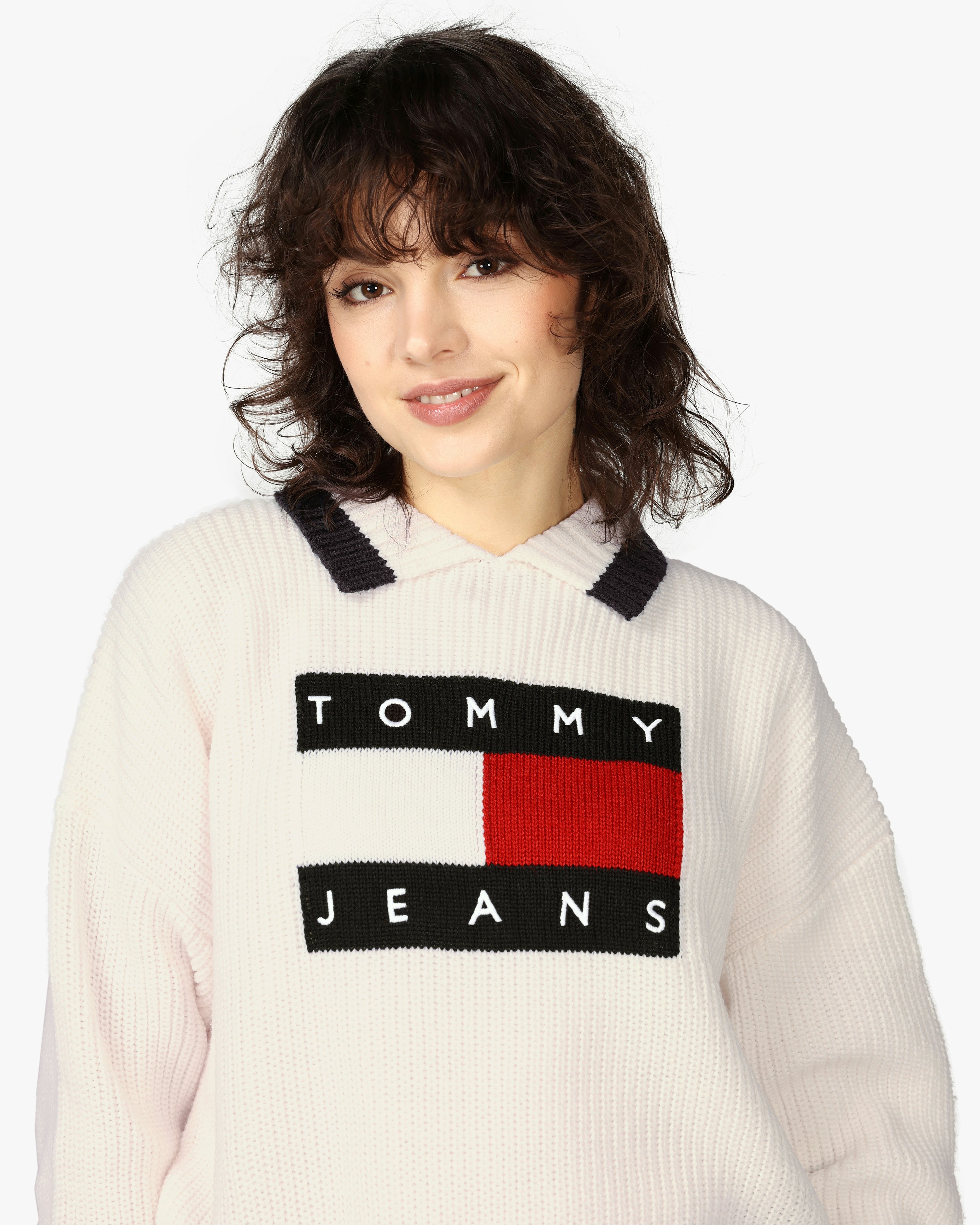 Absoluut mengsel Ingang Tommy Jeans TJW Flag Collar Sweater White | Women | at Carlings.com