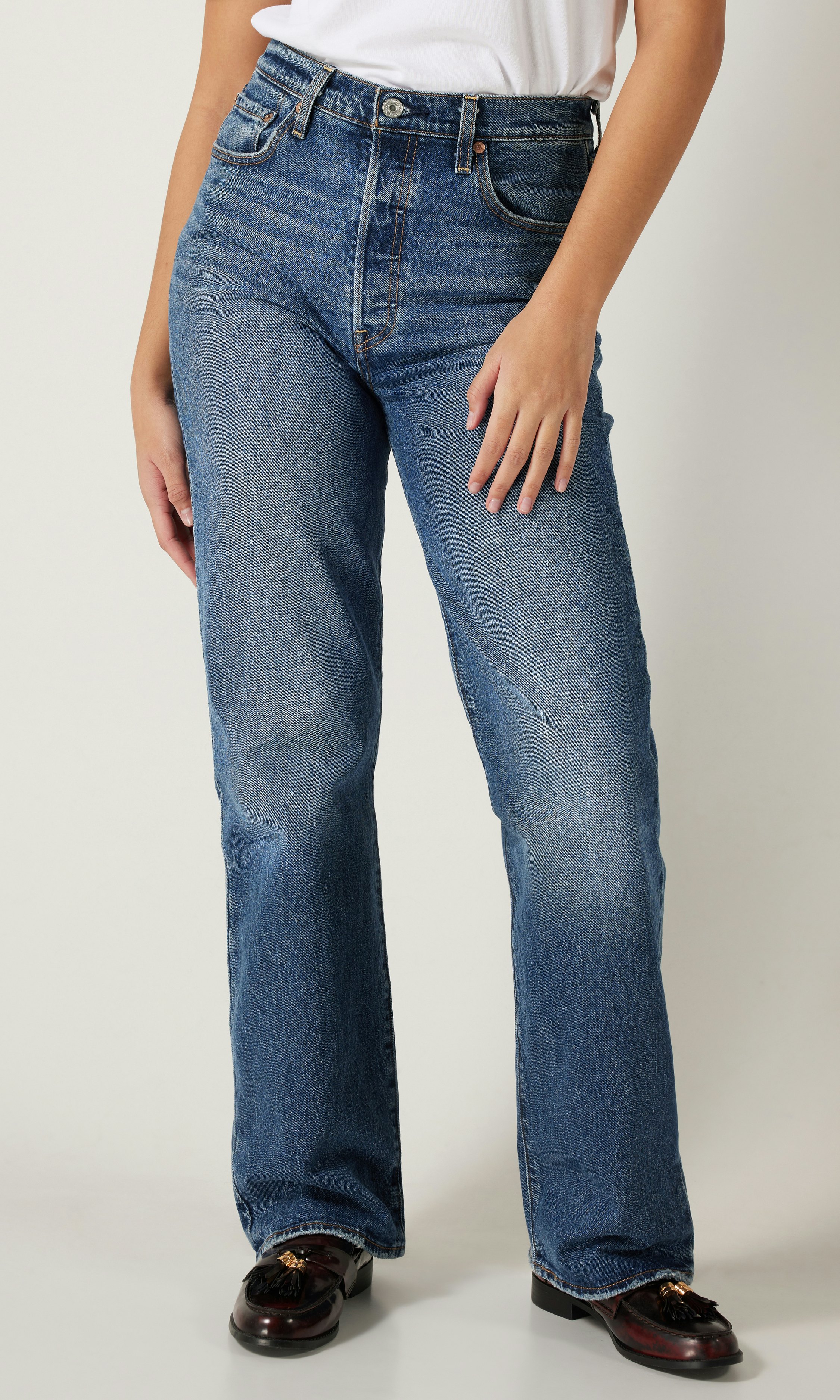 Levi's Ribcage Full Length Medium Blå Jeans Mellanblå | Dam | Carlings