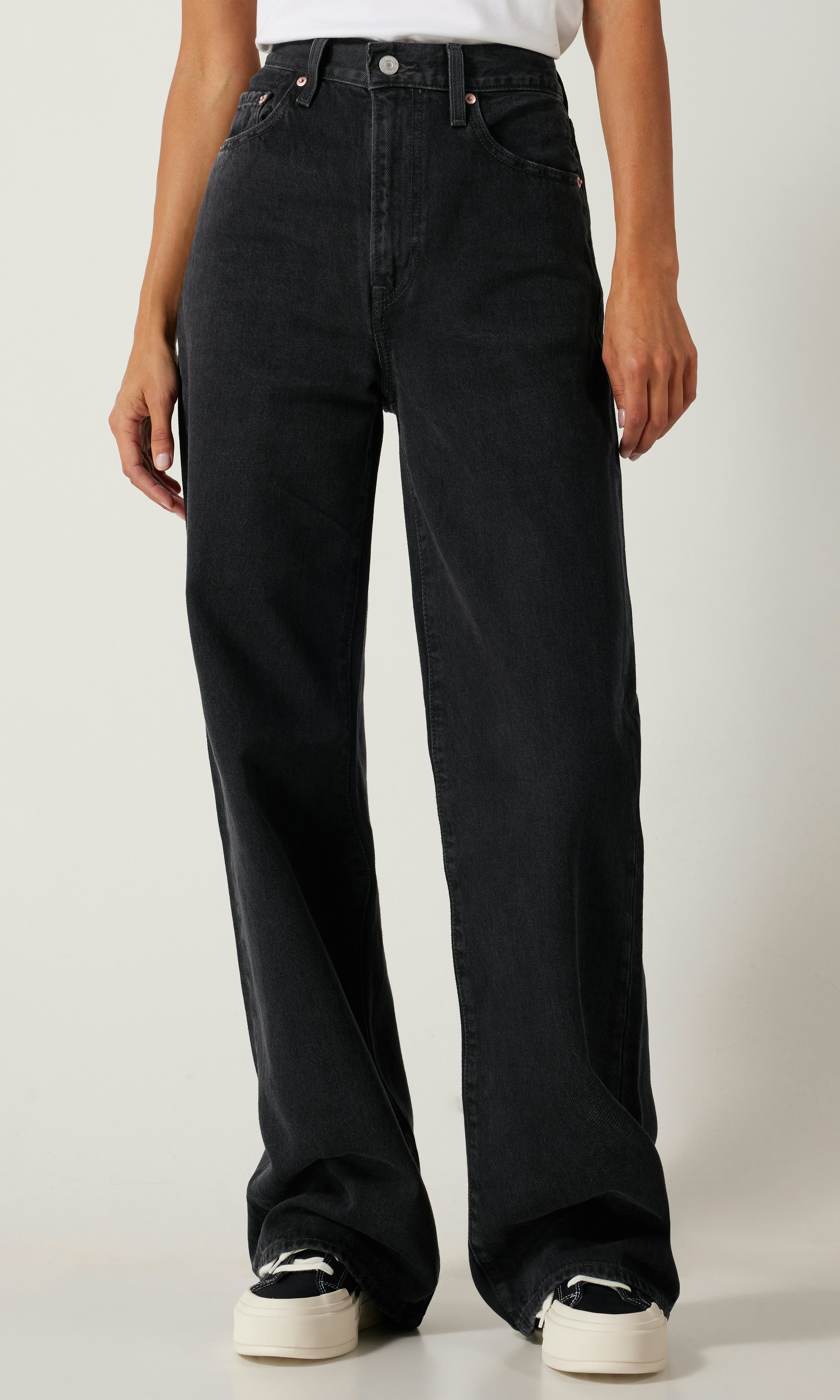 Levi s Ribcage Wide Leg Svart Jeans Dame Carlings