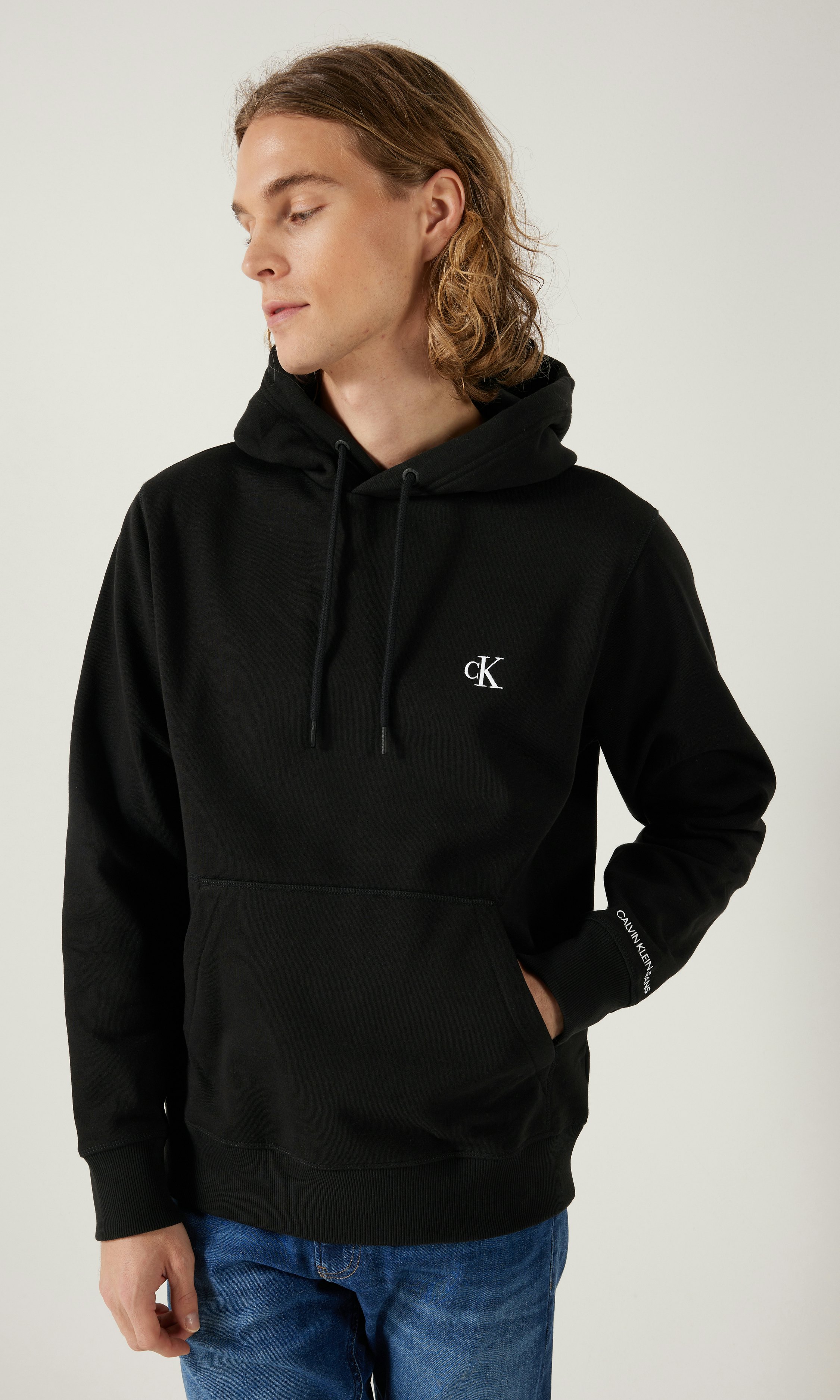CK Jeans Essential Regular Svart Hoodie Herre Carlings